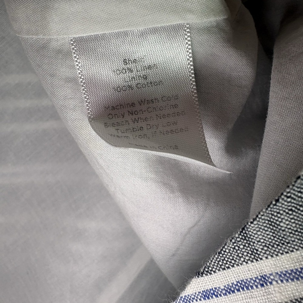 Talbots Women's Size 12 Linen Chevron Stripe Blue Black White Midi Skirt - Picture 5 of 9